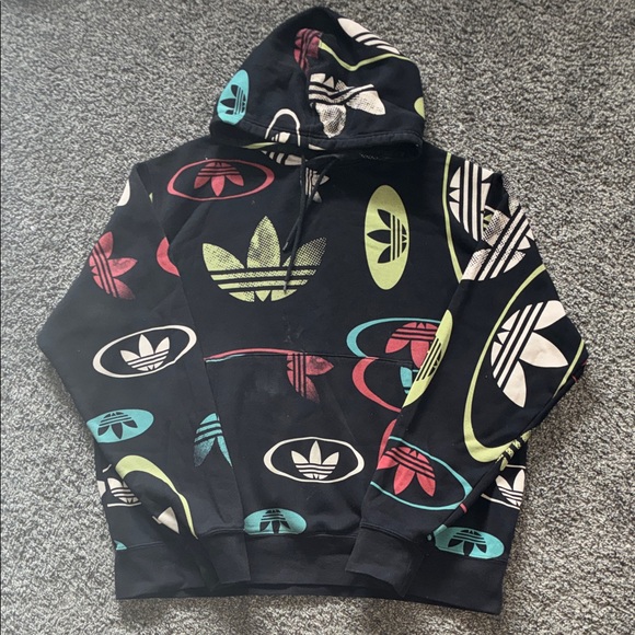 adidas Other - Adidas Vintage Black Hoodie with Trefoil Motifs